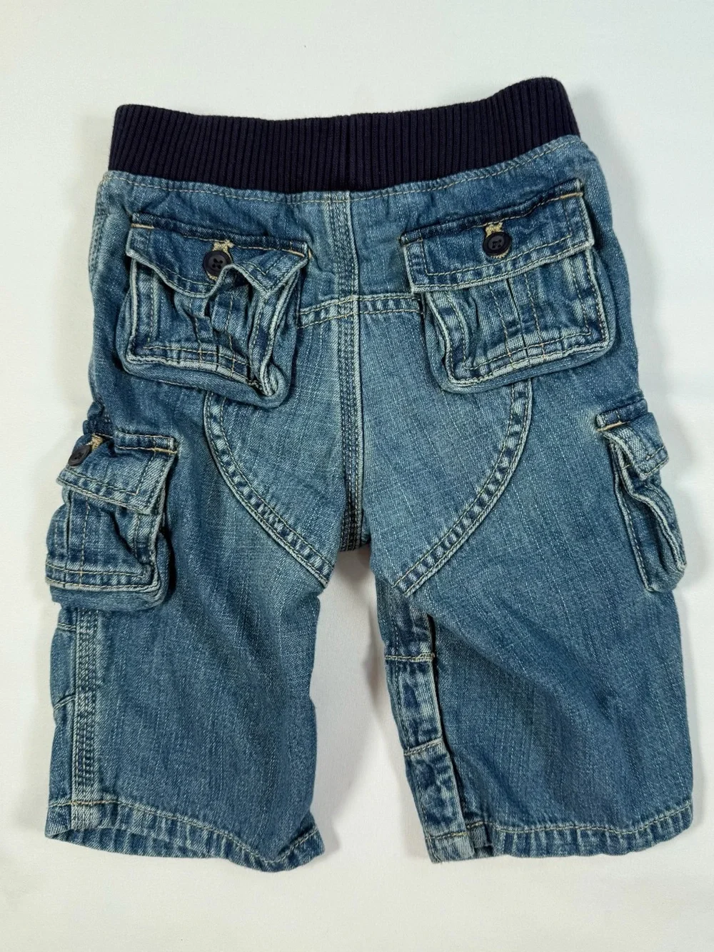 VINTAGE BABYGAP Y2K Carpenter Utility Denim‎ Shorts Baby 6-12 Months 2009 Cargo